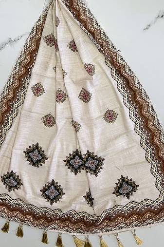 Navratri Ajrakh Print Rayon Lehenga Choli & Blouse With Dupatta