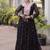 Black georgette readymade navratri anarkali suit with laheriya & kutchi patchework
