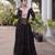 Black georgette readymade navratri anarkali suit with laheriya & kutchi patchework