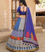 Navratri Ajrakh Print Rayon Lehenga Choli & Blouse With Dupatta