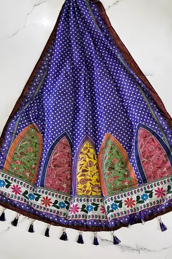 Navratri Ajrakh Print Rayon Lehenga Choli & Blouse With Dupatta