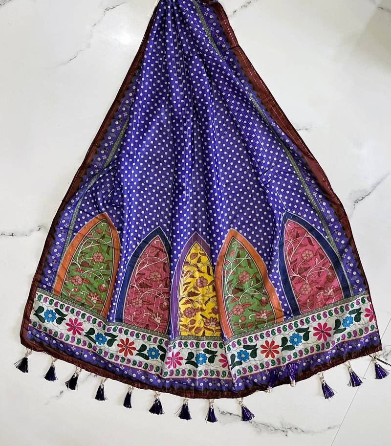 Navratri Ajrakh Print Rayon Lehenga Choli & Blouse With Dupatta
