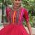 Red roman readymade navratri anarkali suit with thread embroidery & mirror work