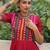 Red roman readymade navratri anarkali suit with thread embroidery & mirror work
