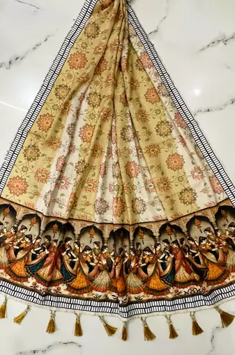 Navratri Ajrakh Print Rayon Lehenga Choli & Blouse With Dupatta