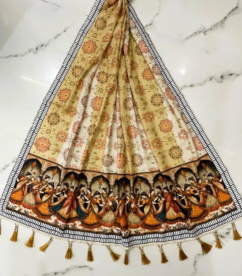Navratri Ajrakh Print Rayon Lehenga Choli & Blouse With Dupatta