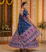 Navratri Ajarakh Print Rayon Semi Stitched Lehenga Choli & Unstitched Blouse With Dupatta