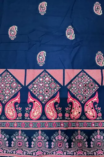 Navratri Ajarakh Print Rayon Semi Stitched Lehenga Choli & Unstitched Blouse With Dupatta