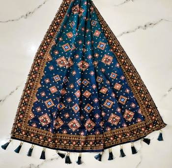 Navratri Ajrakh Print Rayon Lehenga Choli & Blouse With Dupatta 4