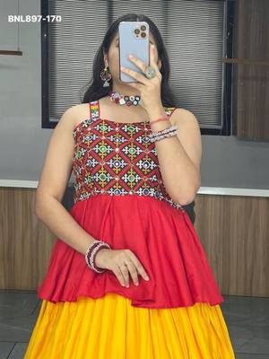 Yellow Rayon Ethnic Lehenga with Kediya Top - Gota Patti & Patch Work 2