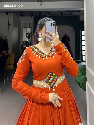 Orange Gota Patti Rayon Embroidered Navratri Lehenga Choli 2