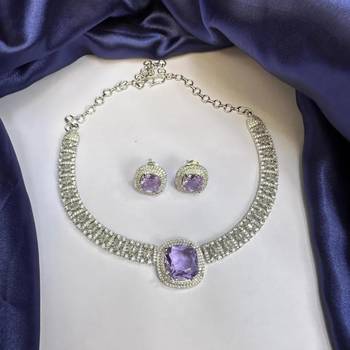 purple amethyst necklace and earrings set silver cz bridal jewellery 2