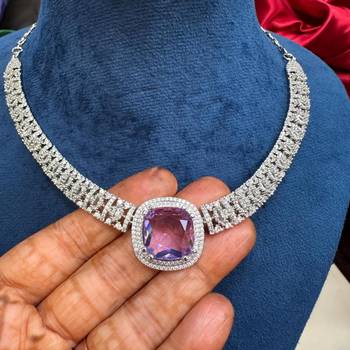 purple amethyst necklace and earrings set silver cz bridal jewellery 3