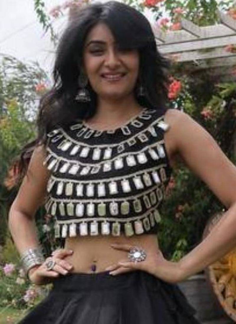 Black Mirror Work Silk Blend Printed Navratri Lehenga Choli