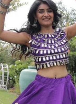Purple Mirror Work Silk Blend Printed Navratri Lehenga Choli 1