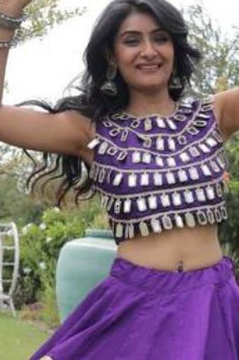 Purple Mirror Work Silk Blend Printed Navratri Lehenga Choli