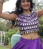 Purple Mirror Work Silk Blend Printed Navratri Lehenga Choli