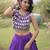 Purple Mirror Work Silk Blend Printed Navratri Lehenga Choli