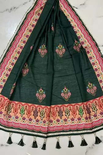 Navratri Ajrakh Print Rayon Lehenga Choli & Blouse With Dupatta
