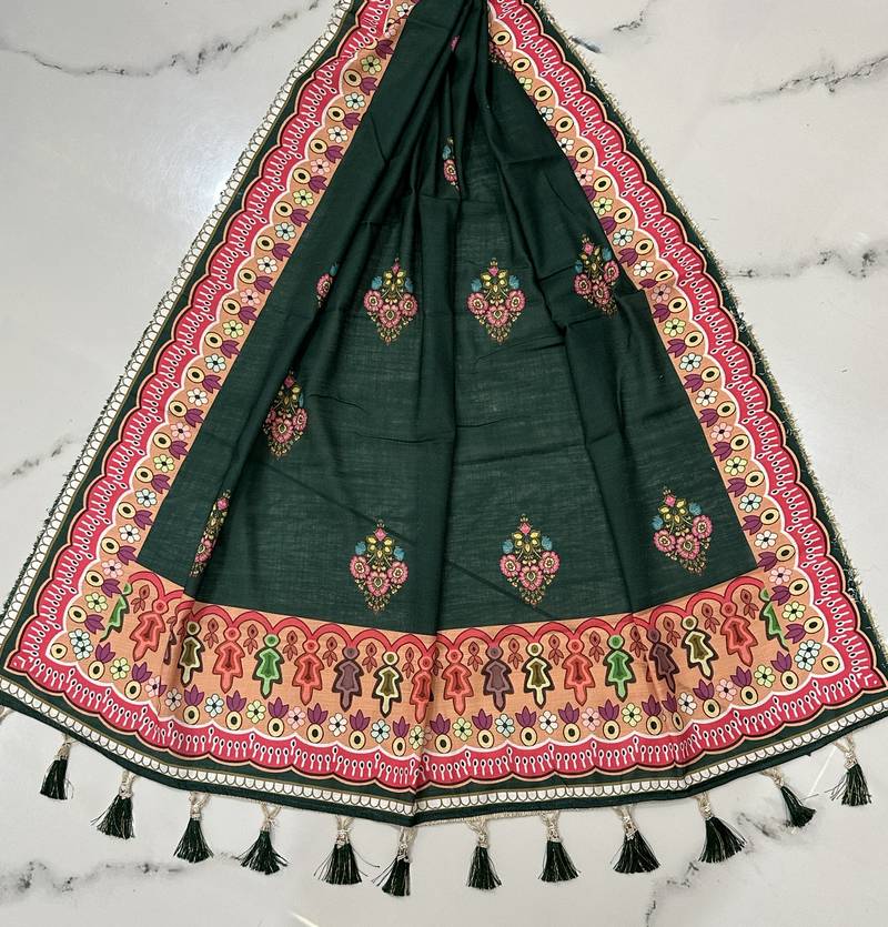 Navratri Ajrakh Print Rayon Lehenga Choli & Blouse With Dupatta