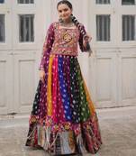 Multicolor Thread Work Georgette Embroidered Navratri Lehenga Choli