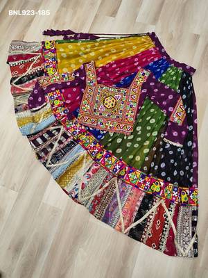 Multicolor Thread Work Georgette Embroidered Navratri Lehenga Choli 3