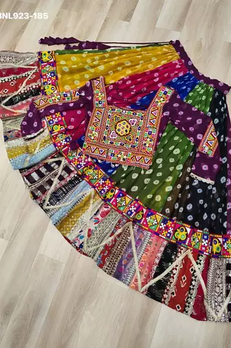 Multicolor Thread Work Georgette Embroidered Navratri Lehenga Choli