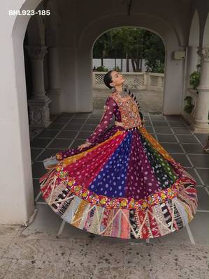 Multicolor Thread Work Georgette Embroidered Navratri Lehenga Choli 4