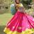 Pink Thread Work Silk Blend Embroidered Navratri Lehenga Choli
