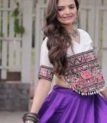 purple silk blend embroidered Navratri lehenga choli