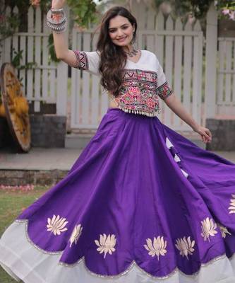 purple silk blend embroidered Navratri lehenga choli 2