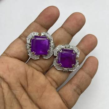 art deco purple gemstone necklace and earrings set  silver statement jewellery 3
