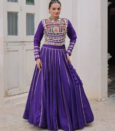 purple silk blend plain Navratri lehenga choli