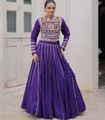 purple silk blend plain Navratri lehenga choli