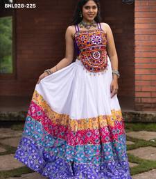 white rayon printed Navratri lehenga choli