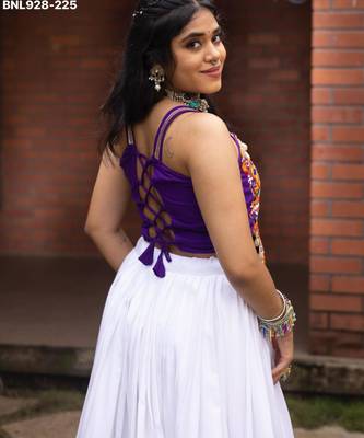 white rayon printed Navratri lehenga choli 2