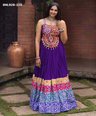 purple rayon printed Navratri lehenga choli 1