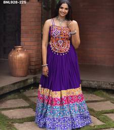 purple rayon printed Navratri lehenga choli
