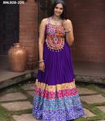 purple rayon printed Navratri lehenga choli