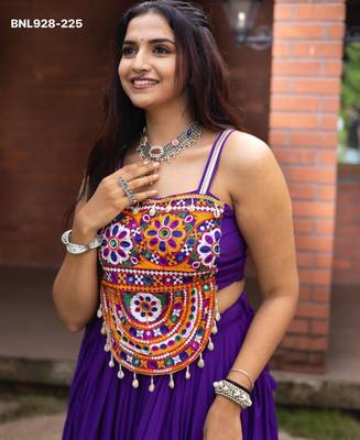 purple rayon printed Navratri lehenga choli 2