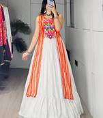 white rayon plain Navratri lehenga choli