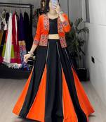 black rayon plain Navratri lehenga choli
