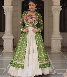 off white cotton poly plain Navratri lehenga choli