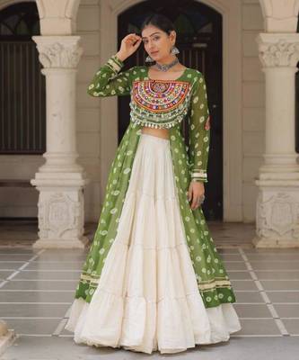off white cotton poly plain Navratri lehenga choli 3