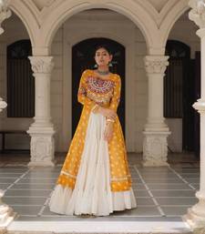 off white cotton poly plain Navratri lehenga choli