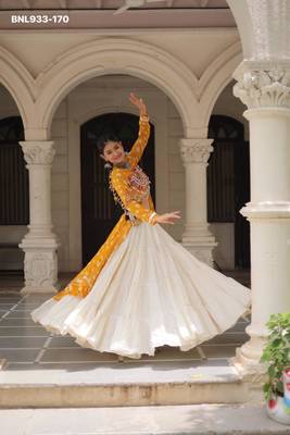 off white cotton poly plain Navratri lehenga choli 2