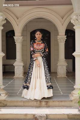 off white cotton poly plain Navratri lehenga choli 1