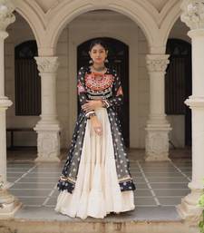 off white cotton poly plain Navratri lehenga choli