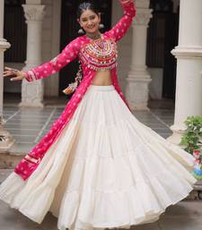 off white cotton poly plain Navratri lehenga choli