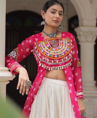 off white cotton poly plain Navratri lehenga choli 2